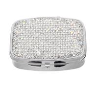 FOMIYES Bling Pill Box, Portable Medicine Case Holder, Bling Rhinestones Waterproof Pocket Pill Case for Fish Oils/Vitamin/Supplements