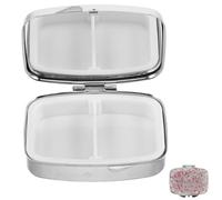 FOMIYES Bling Pill Box with Pink Rhinestones, Portable Metal Medicine Case Holder for Purse, Waterproof Small Vitamin Organizer Pocket Supplement Container for Travel & Jewelry