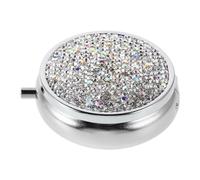 FOMIYES Bling Rhinestone Mini Pill Organizer Stylish Portable Medicine Storage Box with Divided Compartments for Travel Work Everyday Use Elegant Pill Holder for Pocket Jewelry