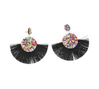 FOMIYES Bohemian Semi Tassel Earrings for Women Colorful Beaded Fringe Dangle Ear Jewelry Vintage Ethnic Style Lightweight Festival and Daily Wear Accessory