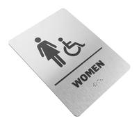 FOMIYES Braille Washroom Sign, Aluminium-plastic Panel Toilet Sign, Easy Install Removable, for Toilet and Washroom Doors, Clinics