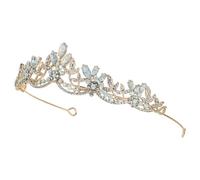 FOMIYES Bridal Rhinestone Crown Baroque Wedding Tiara Hair Accessory Gold Crystal Bride Headwear Chic Bridal Hair Ornament for Weddings and Proposals