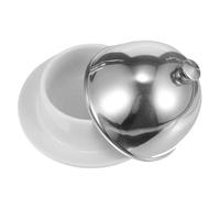 FOMIYES Butter Holder Ceramic Steel Multi-Functional with Dish Cover Stainless Silver and Cheese Plate for Home Party Use