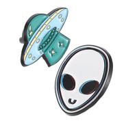 FOMIYES Cartoon Flying Saucer Brooch Pins Cute Cosmic Style Accessory 2pcs Alloy Material with Secure Fastening and Fade Resistance for Shirt and Backpack for Outfit and Collectible