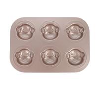 FOMIYES Cartoon Monkey Cake Baking Mold Non-Stick Carbon Steel 6-Cavity Tray 10.4X7.2X0.9 Inch for Cookies Chocolate Desserts Oven Use