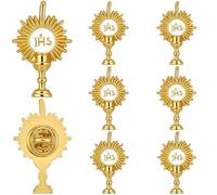 FOMIYES Catholic Pins, First Communion Lapel Pins Monstrance Brooch for Easter Religious Christian Favor Holy Communion Gifts Bulk Blessed Sacrament Jesus 8Pcs