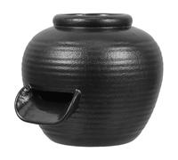FOMIYES Ceramic Fountain Jar with Waterfall Spout, Mini Black Outdoor Courtyard Water Feature, Circulating Tabletop Fish Tank Decor for Garden and Home