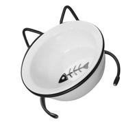 FOMIYES Ceramic Raised Cat Feeding Bowl with Neck Guard Anti-tip Single Cat Food Dish Compact Floor Pet Bowl for Kittens