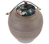 FOMIYES Ceramic Tea Jar 110ml Small Airtight Canister for Storage of Loose Leaf Tea and Pills with Vintage Style and Cloth Lid Suitable for Indoor Decoration and Housewarming