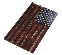 FOMIYES Challenge Coin Display Case Small Wooden Medal Display Stand with American Flag Frame Wall-mountable Coin Holder for Veteran Patriotic Collectible Storage