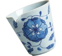 FOMIYES Chinese Blue and White Porcelain Gongdao Cup Japanese Style Ceramic Kung Fu Tea Serving Cup for Tasting Household Tea Ware with Floral Pattern Traditional Blue Floral
