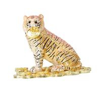 FOMIYES Chinese Style Tiger Shape Jewelry Box Metal Ring Earring Holder Feng Shui Ornament for Women Home Decoration and Jewelry Storage