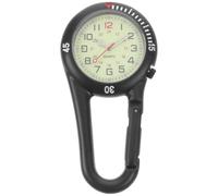 FOMIYES Clip on Quartz Watch Alloy Glow in The Dark Unisex Pocket Watch with White Dial for Doctors Nurses Outdoor Activities (Black)