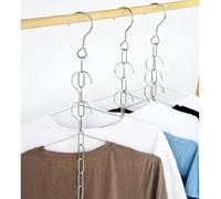 FOMIYES Clothes Hanging Chain Space Saving Stainless Steel 4pcs with Hooks Multi-Function Clothes Hangers Organizer with 10, 46cm Length, Silver for Wardrobe and Market Shop Display
