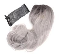 FOMIYES Colorful Long Curly Synthetic Ombre Wig Black to Grey Gradient Women’s Long Wave Cosplay Halloween Hair Extension
