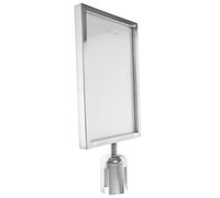 FOMIYES Commercial Stanchion Top Sign Frame with Stainless Steel Retractable Belt Portrait Display Holder for Office Queue Management, Small Vertical Sign Holder for Airport and Store Use