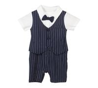 FOMIYES Cotton Boy Romper Short Sleeve Gentle Soft Fabric Breathable Summer Bodysuit for Newborns Gentleman Outfit for Wedding Party and Casual Wear