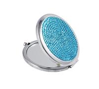 FOMIYES Creative Folding Double Sided Compact Mirror Portable Rhinestone Makeup Mirror Sky Blue Lightweight Women