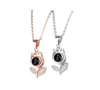 FOMIYES Creative Languages I Love You Necklace for Women Funny Cast Shadow Design Lightweight Rhinestone for Festivals Parties and Everyday Wear Flower Silver