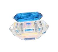 FOMIYES Crystal Nail Art Pen Wash Cup with Lid Lake Blue Mini Glass Container for Acrylic Nail Tools Suitable for Professional Manicure and Home Use