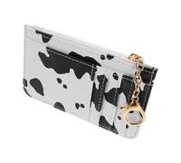 FOMIYES Cute Cow Print Wristlet Pouch with Keychain Compact Zippered Card Holder for Passport Tickets Coins Lightweight and Durable Design