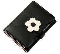FOMIYES Cute Pu Leather Wallet for Teenage with Flower Pattern, Trifold Design, Classified Storage Organizer, Simple Korean Style Purse for Students, Suitable for Office and Home Use