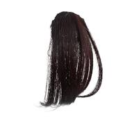 FOMIYES Dark Brown Clip In Hair Bangs Extension Thin Fringe Fake Hair Pieces for Women Heat Resistant Fiber with Matte Natural Look Restylable with Scissors Curling Iron Lightweight Air