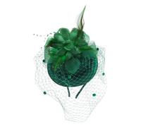 FOMIYES Dark Green Fascinator Hat with Net Veil & Flower - Vintage Pillbox Style Mesh Headpiece for Royal Ascot, Weddings & Tea Parties | Elegant Hair Clip & Headband for Women