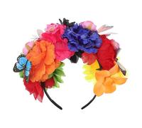 FOMIYES Day Of The Dead Rose Floral Crown Butterfly And Flower Headband Halloween Party Costume Prop Hair Wreath Decorations For Women And Girls