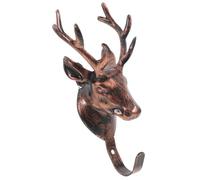 FOMIYES Deer Head Wall Hook Brass Finish Curved Single Hook Decorative Coat Rack Hat Holder for Bathroom and Farmhouse Wall Mounted Storage Organizer