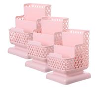 FOMIYES Desk Makeup Organizer 3pcs Mesh Cosmetic Display Cases Pen and Pencil Holder Multifunctional Pink Storage Box for Office and Vanity Tabletop Use