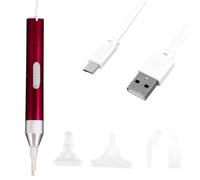 FOMIYES Diamond Embroidery Painting Pen with LED Light - Rechargeable Rhinestone Dotting Tool Set, Aluminum Alloy 5D Art Drill Pen with 5 Replaceable Tips for DIY Craft, Embroidery & Nail Art