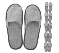 FOMIYES Disposable Linen Guest Slippers for Hotels and Travel with Thickened Half Open-toe Design, Non-slip Sole, Universal Size, 10pcs Pack, Comfortable Indoor House Slippers for Men