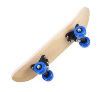 FOMIYES DIY Skateboard Deck 7-Layer Maple Wood 43cm x 12.5cm with Blue Wheels Double Tail Blank Wooden Skateboard for Art Painting