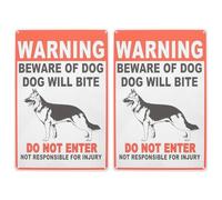 FOMIYES Dog Warning Sign Metal Retro Plaques 2Pcs Iron Sheet for Outdoor Wall Garden Gate Decor