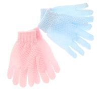 FOMIYES Double-sided Exfoliating Bath Gloves Thickened Body Scrub Shower Gloves in Blue and Pink Raised Mesh for Deep Cleansing and Dead Skin Removal Stimulates Circulation for Adults