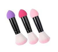 FOMIYES Double Sided Makeup Brush 3pcs Set with Contour Blending Brush for Blush and Liquid Blush Application Dual Ended Design in Rose Red Pink and Purple for Teen Girls and Travel Use
