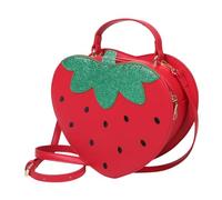 FOMIYES Durable Strawberry Crossbody Bag for Women Fruit Shaped Shoulder Purse Creative Artistic Design Lightweight Daily Commuting Tote Pouch Red