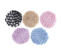 FOMIYES Elastic Hair Net Crochet 5pcs Handmade Hair Snood for Dance Performance and Parties Pearl Detail Black Maize-yellow Light Purple Blue