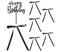 FOMIYES Elegant Black Bow Cupcake Toppers Made of Sturdy Acrylic Material, Versatile Usage for Birthday Party Decoration Cake Inserts and Dessert Table Decor, Stylish Birthday Cake Toppers