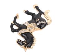 FOMIYES Elegant Black Rhinestone Horse Brooch Pin, Versatile Fashion Accessory with Alloy Material, for Parties and Evening Events, Year the Horse New Year Brooch