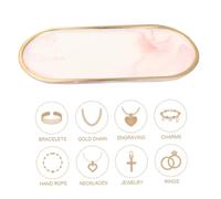 FOMIYES Elegant Pink Ceramic Jewelry Tray with Rim Storage Plate for Display and Organization Material Chic Nordic Style Small Jewelry Display Salver