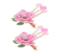 FOMIYES Elegant Retro Camellia Hair Barrette with Pearl Tassel DIY Material for Women and Flower Hair Clip for Bun Decoration