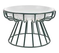 FOMIYES Elevated Ceramic Cat Bowl with High Base and Anti-tip Design, Single Paw Print Plate with Green Metal Rack, Raised Pet Food and Water Feeding Set for Cats and Kittens