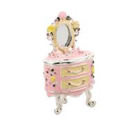 FOMIYES Enamel Vintage Jewelry Box with Integrated Mirror Durable Alloy Treasure Chest for Women Elegant Small Trinket Organizer with Artistic Detailing Classic Keepsake Case for Dressing