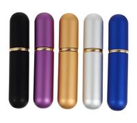 FOMIYES Essential Oil Bottle: 5pcs Aromatherapy Tubes with 5 Cotton Wicks - Empty Essential Oil Bottle Portable Reusable Aluminum Perfume Tube (random Color)