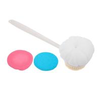 FOMIYES Exfoliating Back Scrubber Brush Set with Dual-Sided Loofah and Soft Bristles, Long Handle Body Scrubbers for Shower, Gentle Bath Brush for Men and Women, Complete Bathing