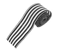 FOMIYES Farmhouse Black and White Stripe Wired Edge Ribbon, 6.3cm Wide Twill Tape, 5-Yard Roll for DIY Crafts, Wrapping, Floral and Seasonal Home Decor