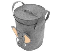 FOMIYES Felt Laundry Hamper with Lid and Handles, Large Cartoon Elephant Storage Basket, Dustproof Clothes Organizer for ’ Room and Laundry Room