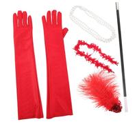 FOMIYES Flapper Girl Halloween Costume Accessories with Headband Gloves Wand Collar Necklace Party Cosplay Props Complete Outfit for Masquerade and Festival Celebrations